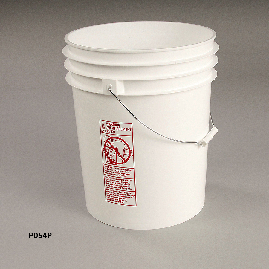 5 Gallon White Plastic Pail (90 mil), Regrind