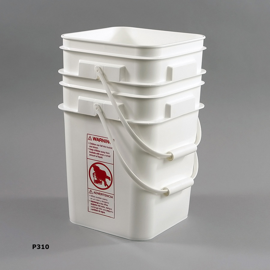 Diamond Square Pail, 4 Gal, White, Industrial Container P316